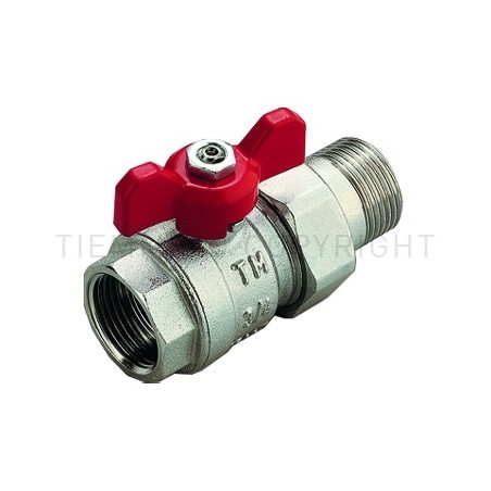 VALVOLA SFERA NI GUARNIZIONE PIANA PER COLL 1/2" ISO228 LEVA FARF ROSSA - 2121CP TIEMME 2120025 1