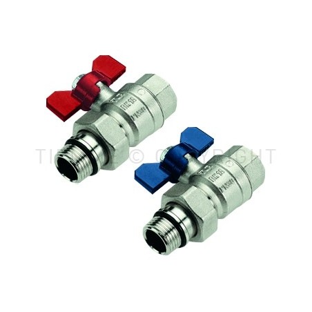 VALVOLA SFERA NI ORING PRETENUTA PER COLL 1"1/4 ISO228 LEVA FARF ROSSA - 2121R TIEMME 2120027 1