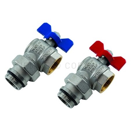 VALVOLA SFERA 90 gradi NI ORING PRETENUTA PER COLL 1" ISO228 LEVA FARF BLU - 2182R TIEMME 2120044 1