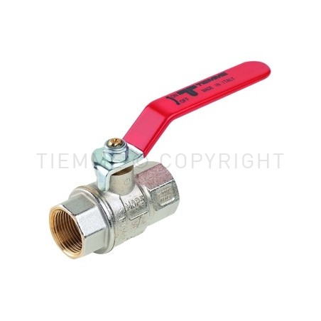 VALVOLA SFERA NI URAGANO ACQUA F - F 1/2" ISO7 LEVA ACCIAIO PIATTA PLASTIF ROSSA - 2230 TIEMME 2200026 1