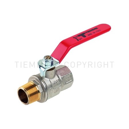 VALVOLA SFERA NI URAGANO ACQUA M - F 3/4" ISO7 LEVA ACCIAIO PIATTA PLASTIF ROSSA - 2231 TIEMME 2200068 1