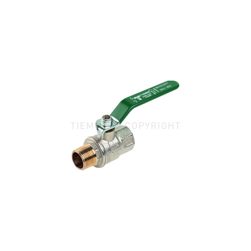 VALVOLA SFERA NI URAGANO ACQUA M - F 1" ISO7 LEVA ACCIAIO PIATTA PLASTIF VERDE - 2231V TIEMME 2200138 1