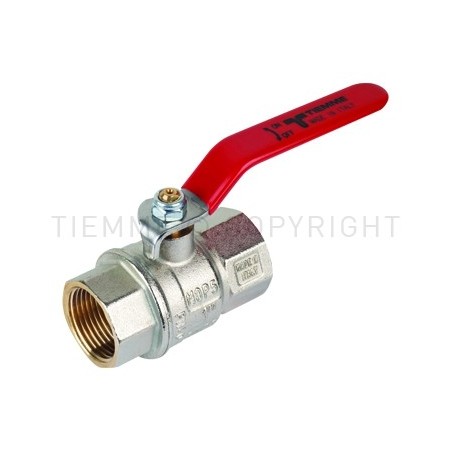 VALVOLA SFERA NI URAGANO ACQUA F - F 3/4" ISO7 LEVA ACCIAIO INOX PIATTA PLASTIF ROSSA - 2230X TIEMME 2200149 1