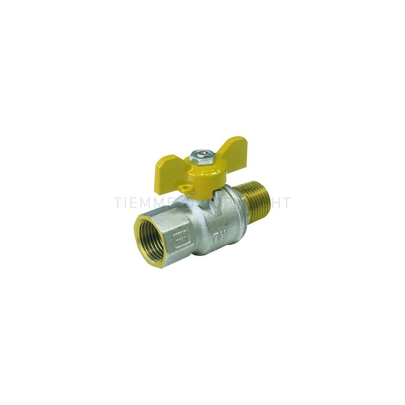 VALVOLA SFERA NI URAGANO GAS M - F 3/8" ISO7 LEVA FARF PIOMB GIALLA - 2221G TIEMME 2210026 1