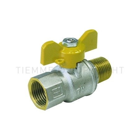 VALVOLA SFERA NI URAGANO GAS M - F 3/8" ISO7 LEVA FARF PIOMB GIALLA - 2221G TIEMME 2210026 1