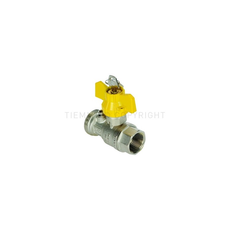 VALVOLA SFERA NI GAS POST CONT DIR M - F PR PRES 1"1/4M X 3/4" ISO7 LEVA FARF SERR GIALLA - PCONT01SER TIEMME 2210052 1