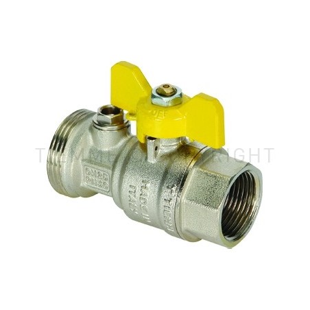 VALVOLA SFERA NI GAS POST CONT DIR M - F PR PRES 1"1/4M X 1" ISO7 LEVA FARF GIALLA PCONT01 TIEMME 2210066 1