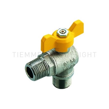 VALVOLA SFERA 90 gradi NI GAS M - M 1/2" ISO7 LEVA FARF GIALLA - 2223G TIEMME 2220001 1