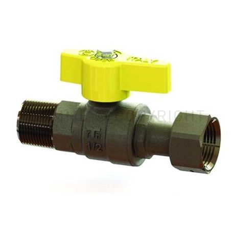 VALVOLA SFERA NI GAS M/GIRELLO 1/2" ISO7 LEVA FARF GIALLA - 2261G TIEMME 2220007 1