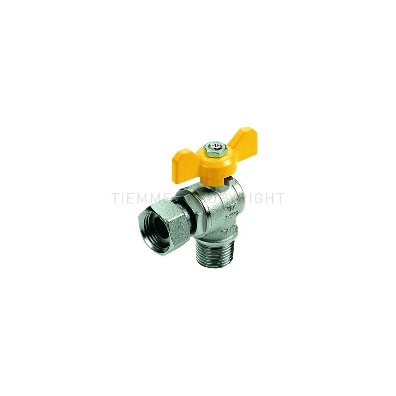 VALVOLA SFERA 90 gradi NI GAS M/GIRELLO 3/4" ISO7 MAS/3/4"FEM LEVA FARF GIALLA - 2224G TIEMME 2220010 1
