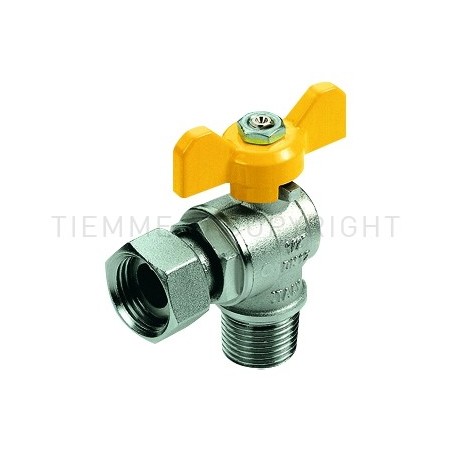 VALVOLA SFERA 90 gradi NI GAS M/GIRELLO 3/4" ISO7 MAS/3/4"FEM LEVA FARF GIALLA - 2224G TIEMME 2220010 1
