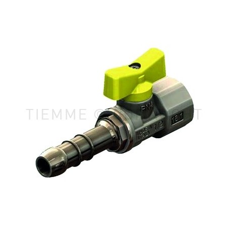 VALVOLA SFERA NI GAS F/PORTAGOMMA 1/2" ISO7/Ø 13 LEVA FARF GIALLA - 2250G TIEMME 2220018 1
