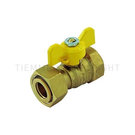 VALVOLA SFERA GAS F/GIRELLO 1/2"FEM ISO228X3/4" FEM LEVA FARF PIOMB GIALLA - 2263G TIEMME 2220040 1