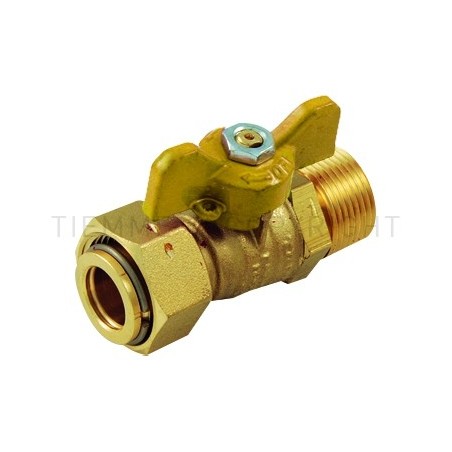 VALVOLA SFERA GAS M/GIRELLO 1/2"MAS ISO7X3/4"FEM LEVA FARF PIOMB GIALLA - 2266G TIEMME 2220059 1
