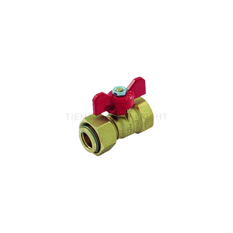VALVOLA SFERA NI ACQUA F/GIRELLO 1/2"FEM ISO228X3/4" FEM LEVA FARF PIOMB ROSSA - 2263 TIEMME 2260020 1