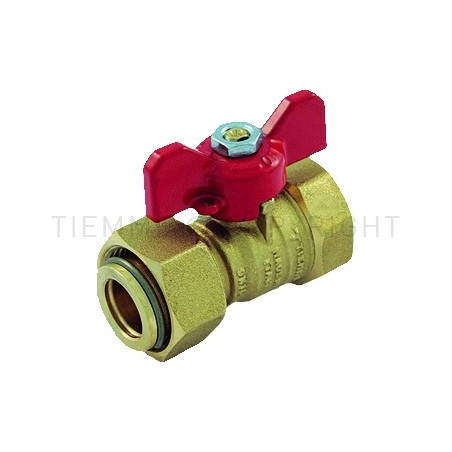 VALVOLA SFERA NI ACQUA F/GIRELLO 1/2"FEM ISO228X3/4" FEM LEVA FARF PIOMB ROSSA - 2263 TIEMME 2260020 1