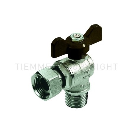 VALVOLA SFERA 90 gradi NI ACQUA M/GIRELLO 3/4" ISO7 MAS/3/4"FEM LEVA FARF NERA - 2224N TIEMME 2260030 1