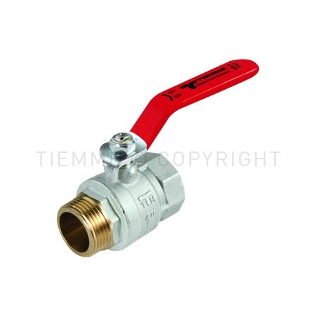 VALVOLA SFERA NI SCIROCCO ACQUA M - F 1" ISO228 LEVA ACCIAIO PIATTA PLASTIF ROSSA - 2331 TIEMME 2310028 1