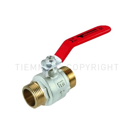 VALVOLA SFERA NI SCIROCCO ACQUA M - M 1"1/2 ISO228 LEVA ACCIAIO PIATTA PLASTIF ROSSA - 2332 TIEMME 2310042 1