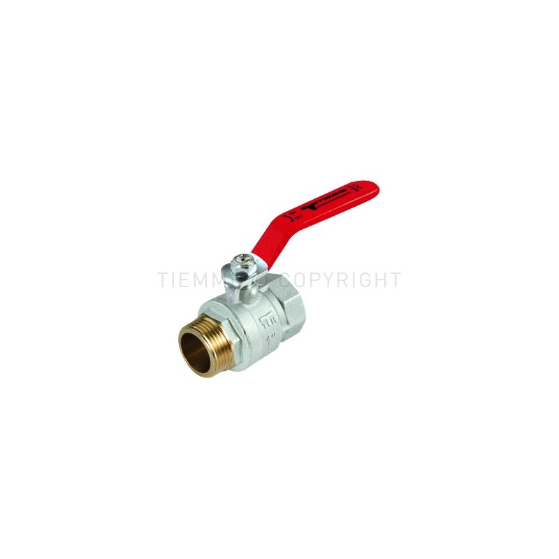 VALVOLA SFERA NI SCIROCCO ACQUA M - F 1"1/2 ISO228 LEVA ACCIAIO PIATTA PLASTIF ROSSA - 2331 TIEMME 2310043 1