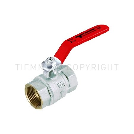 VALVOLA SFERA NI SCIROCCO ACQUA F - F 3/8" ISO7 LEVA ACCIAIO PIATTA PLASTIF ROSSA - 2330 TIEMME 2310049 1