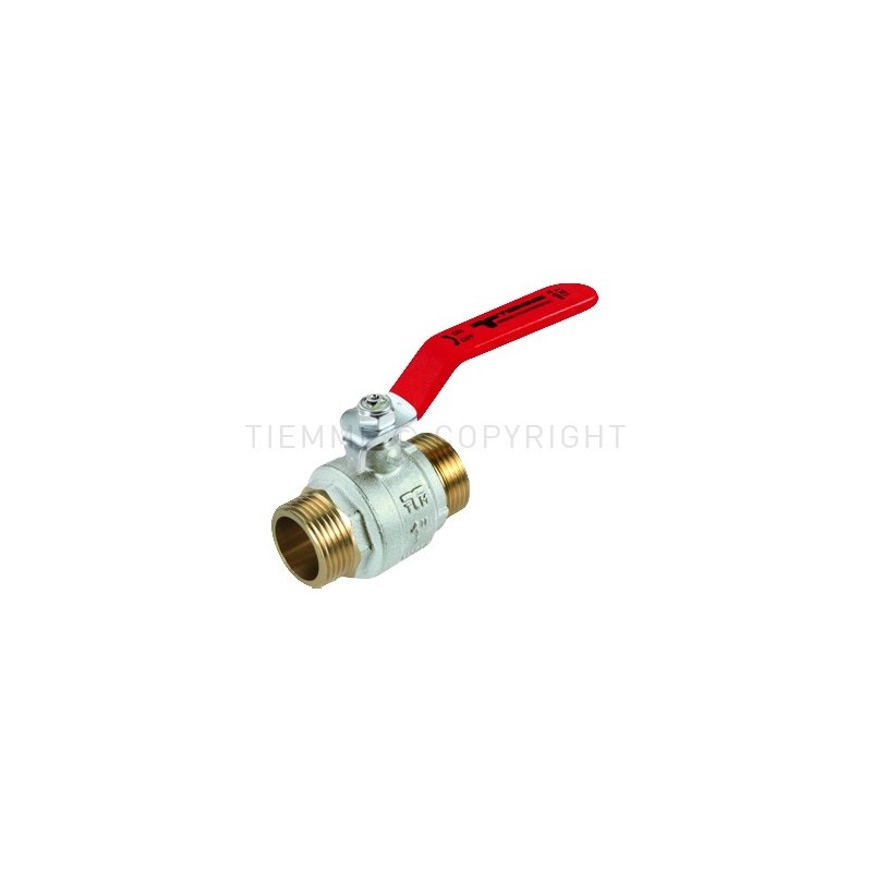 VALVOLA SFERA NI SCIROCCO ACQUA M - M 3/8" ISO7 LEVA ACCIAIO PIATTA PLASTIF ROSSA - 2332 TIEMME 2310058 1