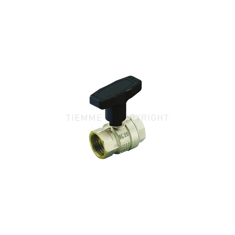 VALVOLA SFERA NI SCIROCCO ACQUA F - F 1/2" ISO228 MANIGLIA PLASTICA A T CON INSERTO NERO - 2325T TIEMME 2310344 1