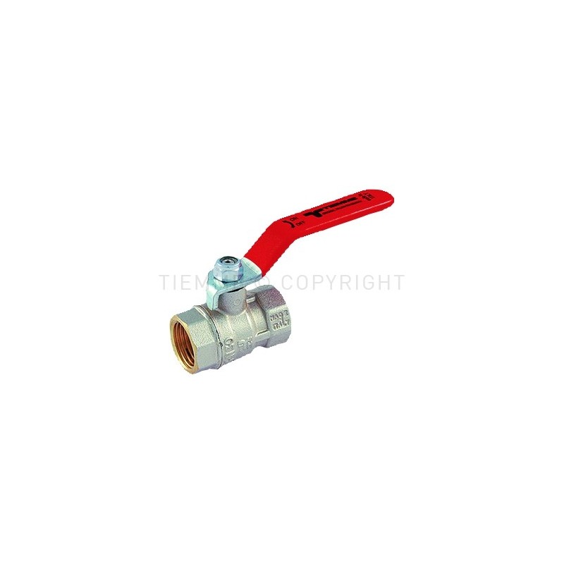 VALVOLA SFERA NI MISTRAL ACQUA F - F 2" ISO228 LEVA ACCIAIO PIATTA PLASTIF ROSSA - 2380 TIEMME 2360018 1