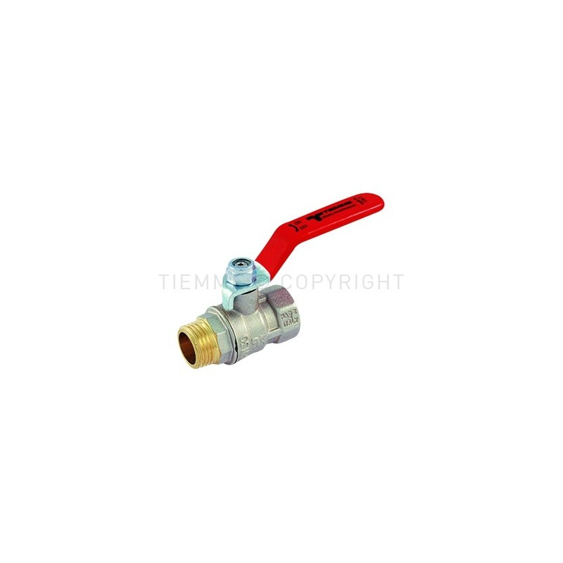 VALVOLA SFERA NI MISTRAL ACQUA M - F 3/4" ISO228 LEVA ACCIAIO PIATTA PLASTIF ROSSA - 2381 TIEMME 2360030 1