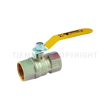 VALVOLA SFERA NI TORNADO GAS F - F 1/2" ISO7 LEVA ACCIAIO PIATTA PLASTIF GIALLA - 2380G07 TIEMME 2390001 1
