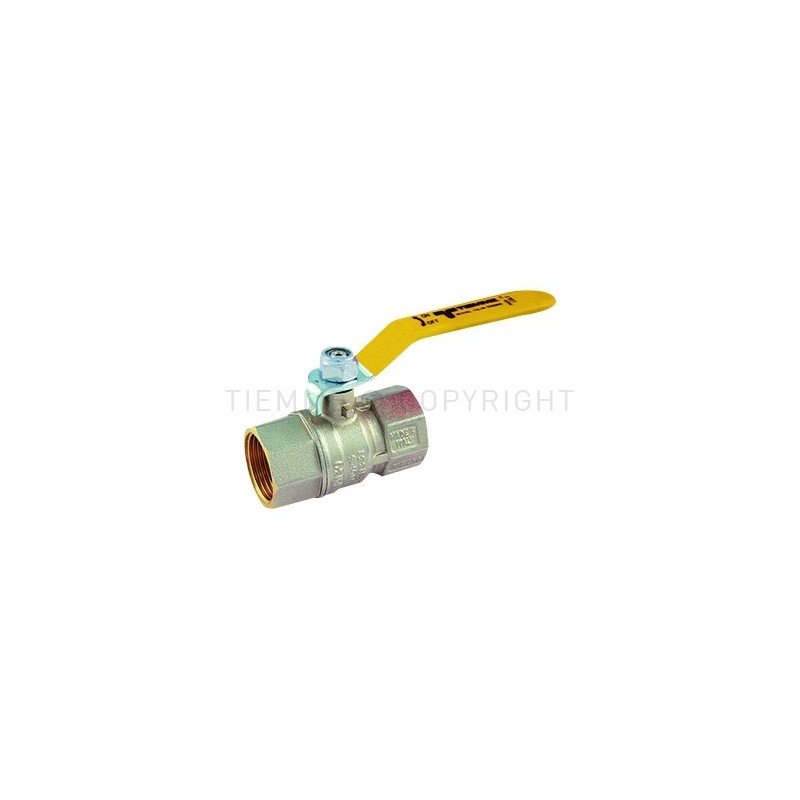 VALVOLA SFERA NI TORNADO GAS F - F 1"1/2 ISO7 LEVA ACCIAIO PIATTA PLASTIF GIALLA - 2380G07 TIEMME 2390002 1 VALVOLA SFERA NI TORNADO GAS F - F 1"1/2 ISO7 LEVA ACCIAIO PIATTA PLASTIF GIALLA - 2380G07 TIEMME 2390002 1