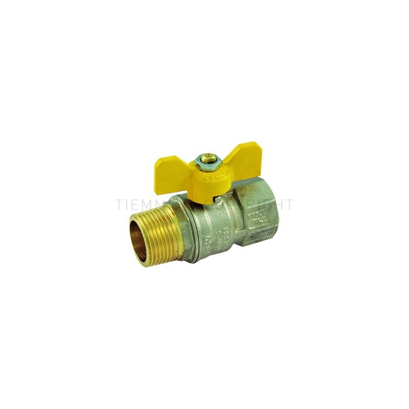VALVOLA SFERA NI TORNADO GAS M - F 1"1/4 ISO7 LEVA FARF GIALLA - 2371G07 TIEMME 2390020 1