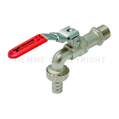 RUBINETTO SFERA NI EOLO PORTAGOMMA 1/2" LEVA PIATTA LUCCHET ROSSA - 2590 TIEMME 2500017 1