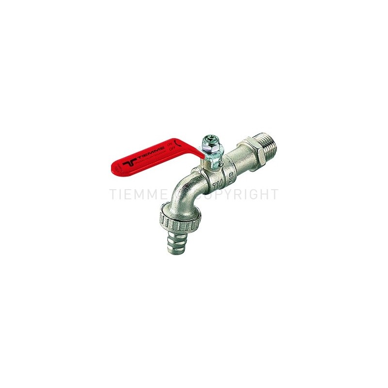 RUBINETTO SFERA NI EOLO PORTAGOMMA 3/4" LEVA ACCIAIO INOX PIATTA PLASTIF ROSSA - 2530X TIEMME 2500046 1