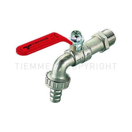 RUBINETTO SFERA NI EOLO PORTAGOMMA 1" LEVA ACCIAIO INOX PIATTA PLASTIF ROSSA - 2530X TIEMME 2500047 1