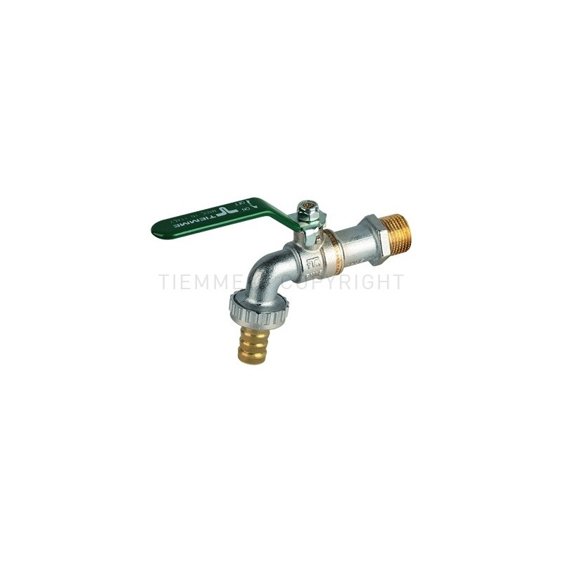 RUBINETTO SFERA GIA - NI EOLO NO FROST PORTAGOMMA 3/4" LEVA ACCIAIO PIATTA PLASTIF VERDE - 2531V TIEMME 2500059 1