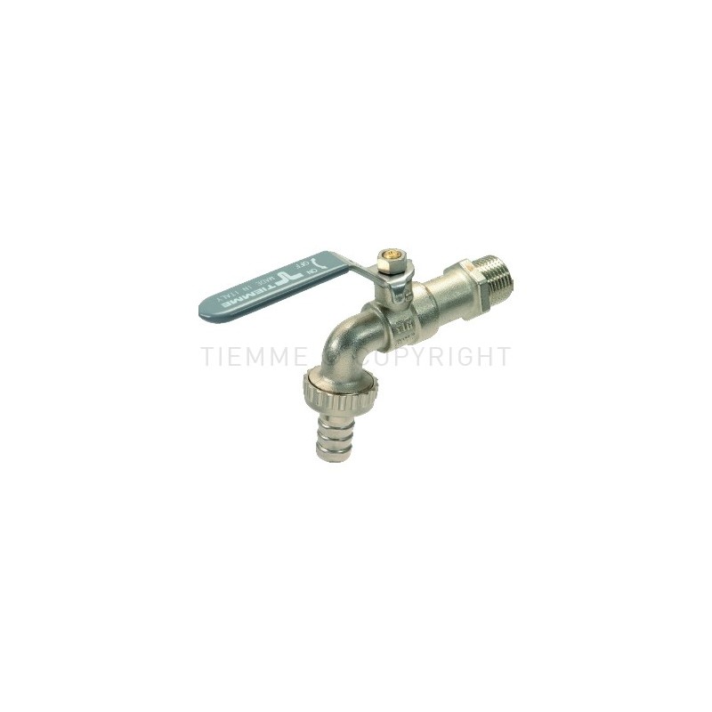 Rubinetto A Sfera Con Portagomma Curvo 1" X 30 - In Polipropilene Per Alimenti