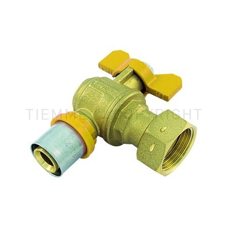 VALVOLA SFERA 90 gradi A PRESS/GIRELLO 3/4" TUBO AL - PEX GAS Ø 20 LEVA FARF PIOMB GIALLA - 2692 TIEMME 2600004 1