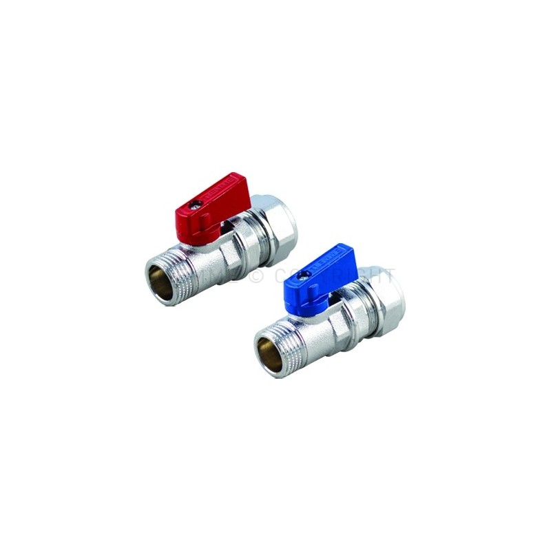 MINIVALVOLA SFERA CR STAMPATA 1/2" TUBO PE - X Ø 15 2,5 LEVA ROSSA - 2947K TIEMME 2940040 1