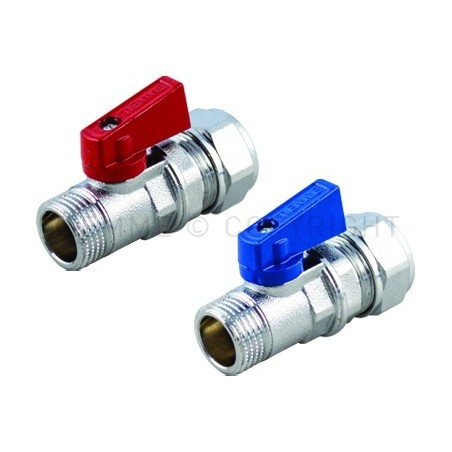 MINIVALVOLA SFERA CR STAMPATA 1/2" TUBO PE - X Ø 15 2,5 LEVA ROSSA - 2947K TIEMME 2940040 1