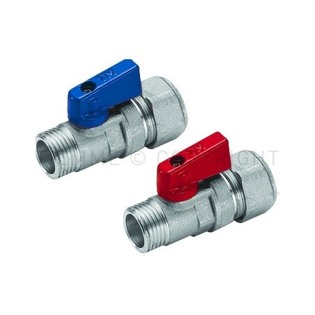 MINIVALVOLA SFERA CR STAMPATA 1/2" TUBO CU Ø 15 LEVA BLU - 2945K TIEMME 2940042 1
