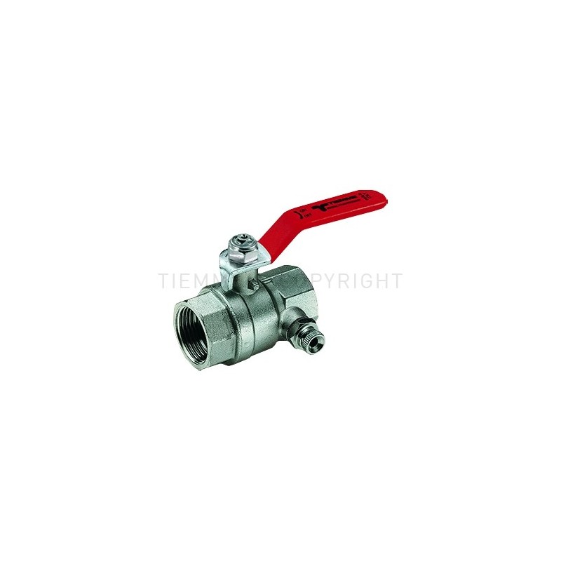 VALVOLA SFERA NI DRAIN F - F SPURGO 3/4" LEVA ACCIAIO PIATTA PLASTIF ROSSA - 2980 TIEMME 2980003 1