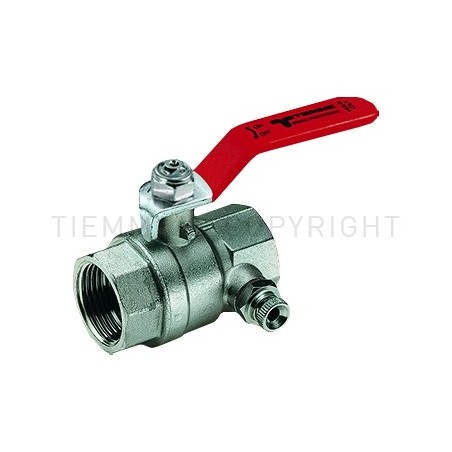 VALVOLA SFERA NI DRAIN F - F SPURGO 3/4" LEVA ACCIAIO PIATTA PLASTIF ROSSA - 2980 TIEMME 2980003 1