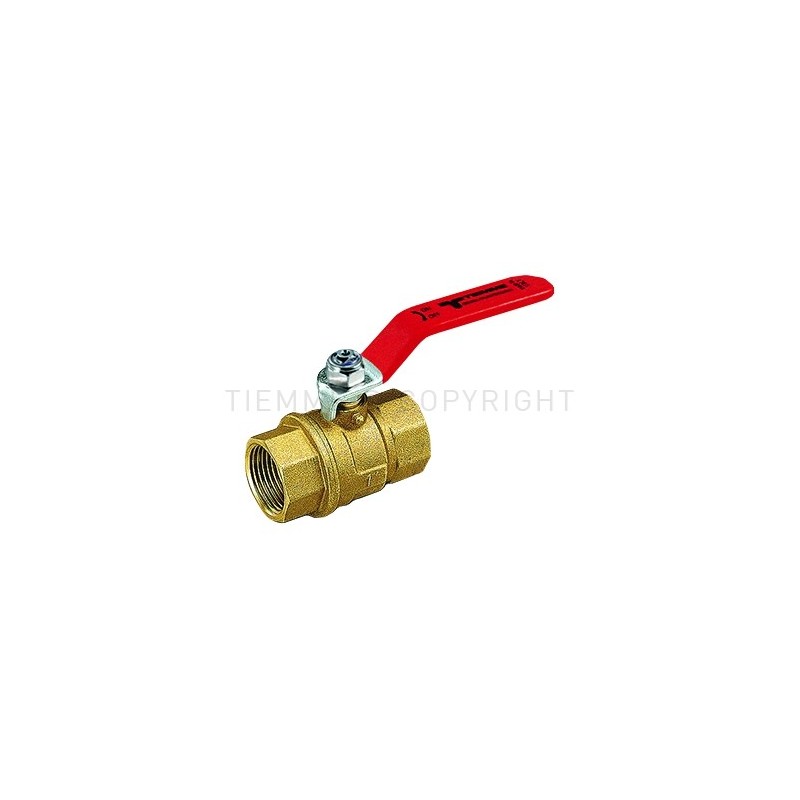 VALVOLA SFERA CW602N ACQUA F - F 1" ISO228 LEVA ACCIAIO PIATTA PLASTIF ROSSA - 2030CZ TIEMME 2030001 1