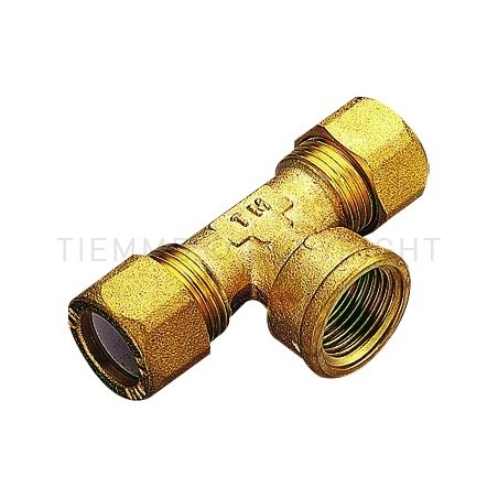 RACCORDO TEE F A COMPRES/OGIVA P T F E TUBO CU Ø 18X3/4"X18 - 1209 TIEMME 1200061 1