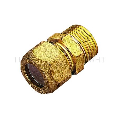 RACCORDO DIRITTO M A COMPRES/OGIVA P T F E TUBO CU Ø 10 X 1/2" FORO PASSANTE 1200FP TIEMME 1200127 1