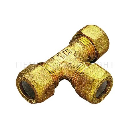 RACCORDO TEE (SERIE RINF ) A COMPRES/OGIVA P T F E TUBO CU Ø 16 - 16 - 16 - 1257 TIEMME 1210020 1