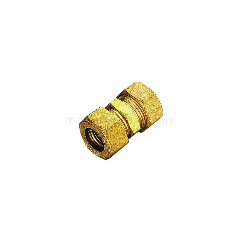 RACCORDO DIRITTO DOPPIO A COMPRES/TENUTA ORING TUBO CU Ø 16 - 16 - 1301 TIEMME 1300050 1