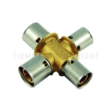 RACCORDO CROCE A PRESS TUBO PE - X Ø 20(1,9 E 2,0) - 16(2,0) - 20(1,9 E 2,0) - 16(2,0) - 1735 TIEMME 1700145 1