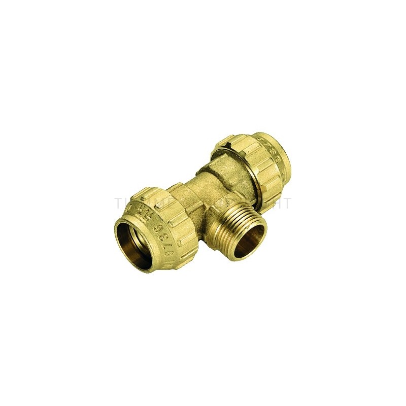 RACCORDO TEE M A COMPRES TUBO PE/PEHD/PEX Ø 50X1"1/2X50 - 3468CR TIEMME 3400086 1
